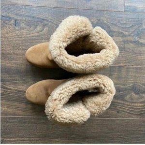 UGG Chestnut Brown Suede Amoret Clog Heel Boots Size 6